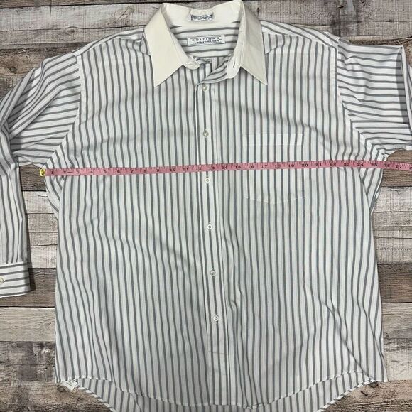 Vintage Van Heusen Men’s Striped Button Up Collared Long Sleeve Shirt Neck 17 XL - Picture 3 of 6